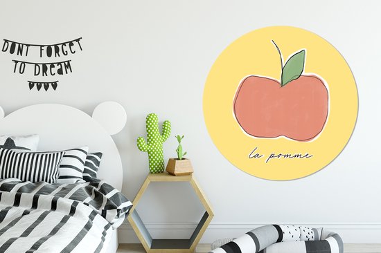 WallCircle - Wall Circle - Wall Circle Indoor - Pomme - Fruit - Texte - 120x120 cm - Décoration murale - Peintures Ronds XXL