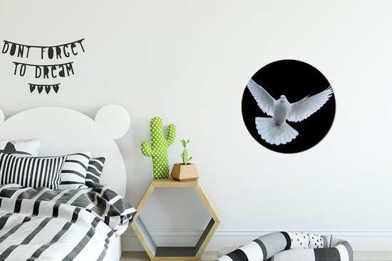 Cercle mural - Cercle mural - Duif - Wit - Vogel - Plastique - 30x30 cm - Tableau rond - Animaux cercle mural - Cercle mural intérieur - Décoration murale ronde