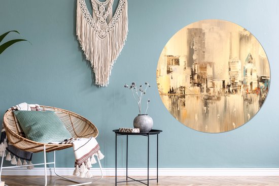 WallCircle - Cercle mural - Cercle mural - Peinture - Peinture à l'huile - Abstrait - Skyline - Aluminium - Dibond - 120x120 cm - Intérieur et Extérieur XXL