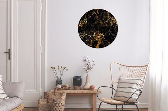 WallCircle - Wall Circle - Wall Circle - Goud - Marbre - Glitter - Luxe - Aluminium - Dibond - 60x60 cm - Intérieur et Extérieur