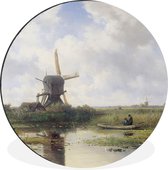 WallCircle - Wandcirkel - Muurcirkel - Molen - Willem Roelofs - Oude meesters - Kunst - Aluminium - Dibond - ⌀ 30 cm - Binnen en Buiten
