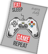 Gaming Fleeceplaid Eat Sleep Game Repeat - 150 x 200 cm - Coral Fleece