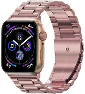 Metalen Bandje Geschikt voor Apple Watch 1-8 / SE (38/40/41 mm) Bandje Metaal - Horloge Band Schakel Polsband Geschikt voor Apple Watch 1-8 / SE (38/40/41 mm) Band - Rose Goud