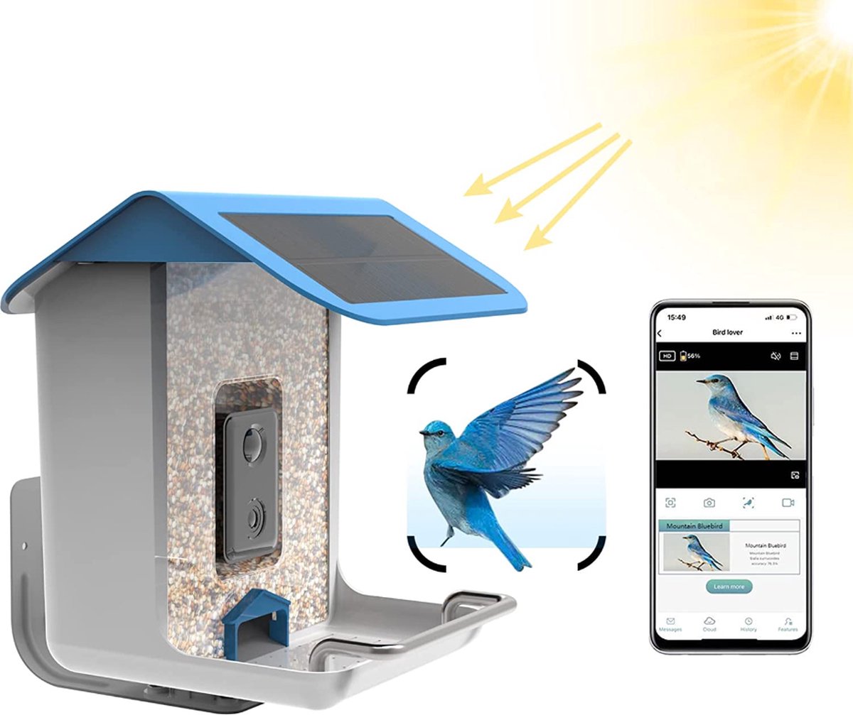 Mangeoire solaire intelligente pour oiseaux avec caméra, vision