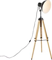 QAZQA mangoes - Industriele Tripod | driepoot vloerlamp | Staande Lamp - 1 lichts - H 165 cm - Zwart - Industrieel - Woonkamer | Slaapkamer