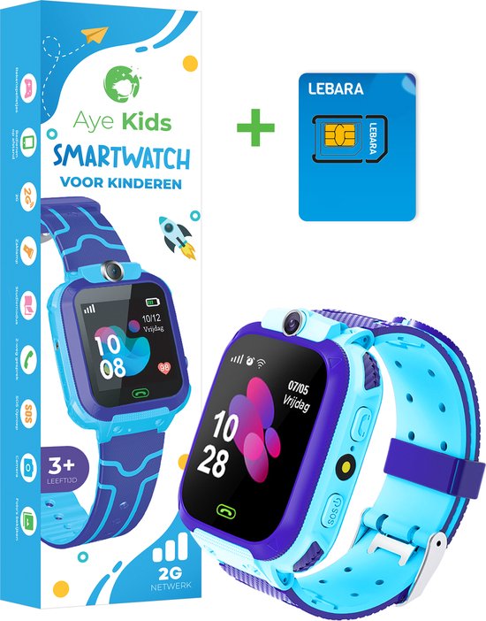 AyeKids Kinder Smartwatch - Bel Functie – SOS Knop – Incl. Simkaart - Blauw