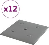 vidaXL - Wandpanelen - 12 - st - 1,08 - m² - 30x30 - cm - kunstleer - grijs