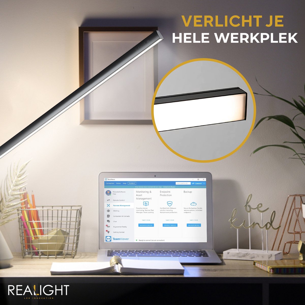 Lampe de bureau dimmable Reallight - Lampe LED puissante avec 4 couleurs de  lumière 