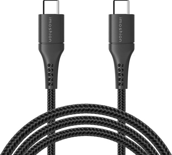 iMoshion Kabel - USB C naar USB C Kabel - 3 meter - Snellader & Datasynchronisatie - Oplaadkabel - Stevig gevlochten materiaal - Zwart