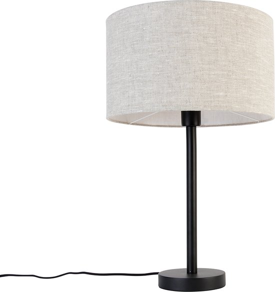 QAZQA simplo stof - Design Tafellamp met kap - 1 lichts - H 55 cm - Zwart - Woonkamer | Slaapkamer | Keuken