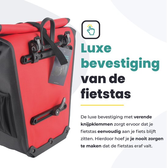 Voltano Luxe E-bike Fietstas 28L - Zwart / Rood - Pakaftas Met Laptop vak - 100% Waterdicht - Met Gratis Schouderband van Voltano — afbeelding 3