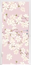 Deursticker Een illustratie van bloemdessin van kersenbloesem - 95x215 cm - Deurposter
