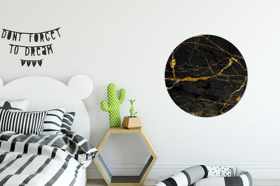Papier Peint Cercle - Marbre - Or - Zwart - Motifs - 50x50 cm