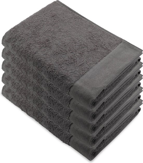 Walra Remade XL Handdoeken 70x140 - set van 5 - Zware kwaliteit 550 g/m2 - Antraciet