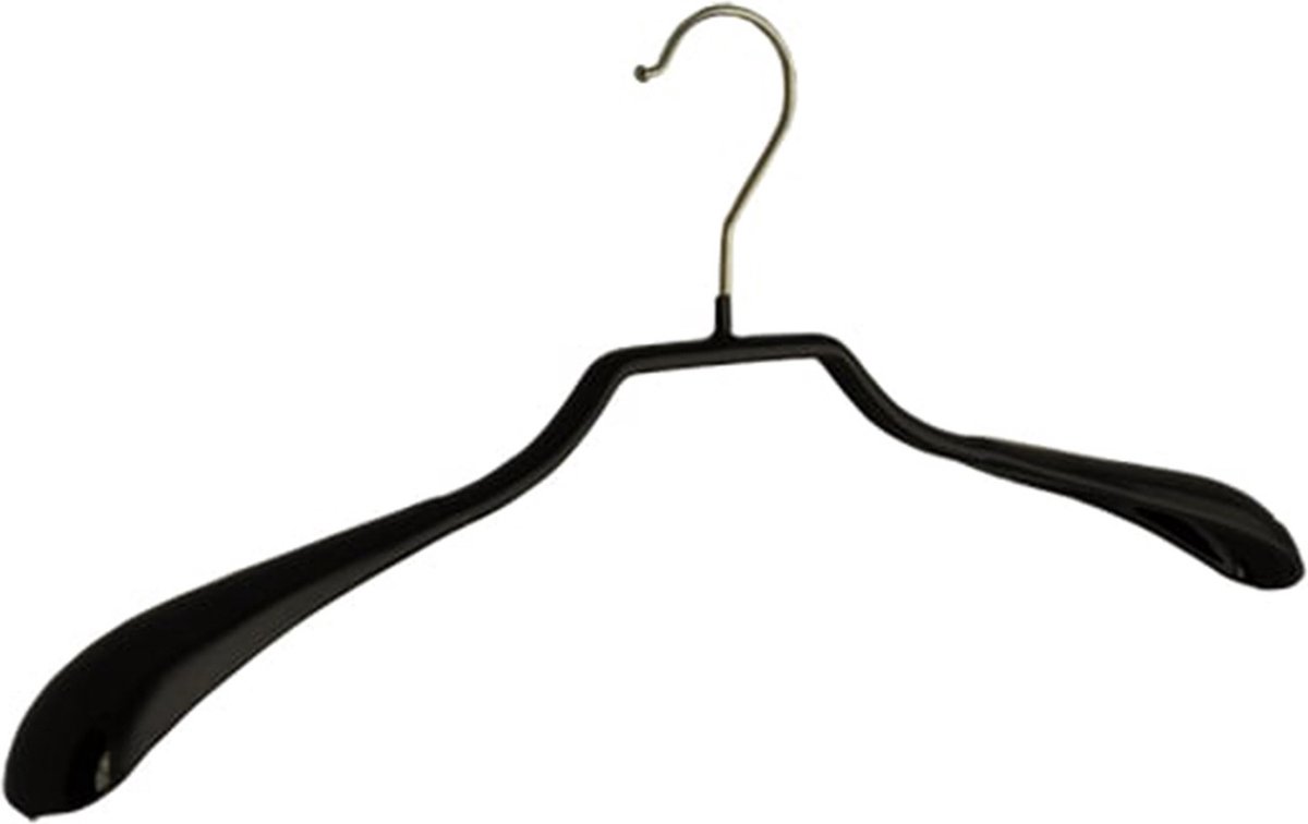 De Kledinghanger Gigant - 5 x Mantelhanger / kostuumhanger metaal met schouderverbreding en zwarte anti-slip coating, 40 cm