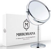 Mirrorvana 10x Vergroting Cosmetische Spiegel, Make-up Spiegel Dubbelzijdig, Scheerspiegel , Vrijstaand Tafelspiegel, 360 graden draaibaar,Verchroomd (20 cm)