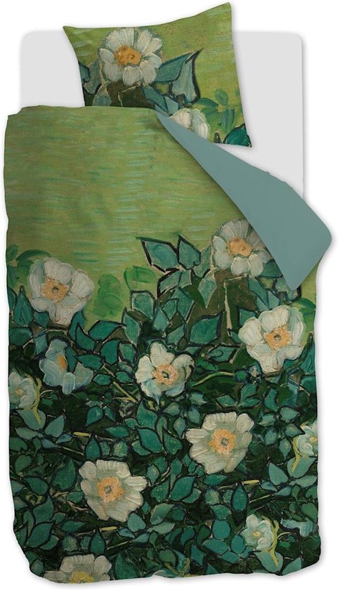Beddinghouse x Van Gogh Museum Wild Roses dekbedovertrek - Eenpersoons - 140x200/220 - Groen