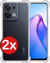 Hoesje Geschikt voor OPPO Reno 8 Pro Hoesje Siliconen Shock Proof Case Hoes - Hoes Geschikt voor OPPO Reno 8 Pro Hoes Cover Case Shockproof - Transparant - 2 PACK