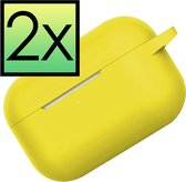 Hoes Geschikt voor Airpods Pro Hoesje Cover Silicone Case Hoes - Geel - 2x