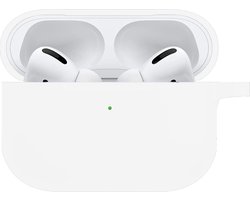 Hoesje - Geschikt voor Apple AirPods Pro 2 - Siliconen Hoes met Clip - Silicone Case Cover - Wit