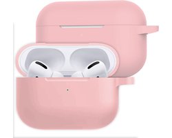 Hoesje Geschikt voor Apple AirPods Pro 2 - Siliconen Hoes met Clip - Silicone Case Cover - Lichtroze