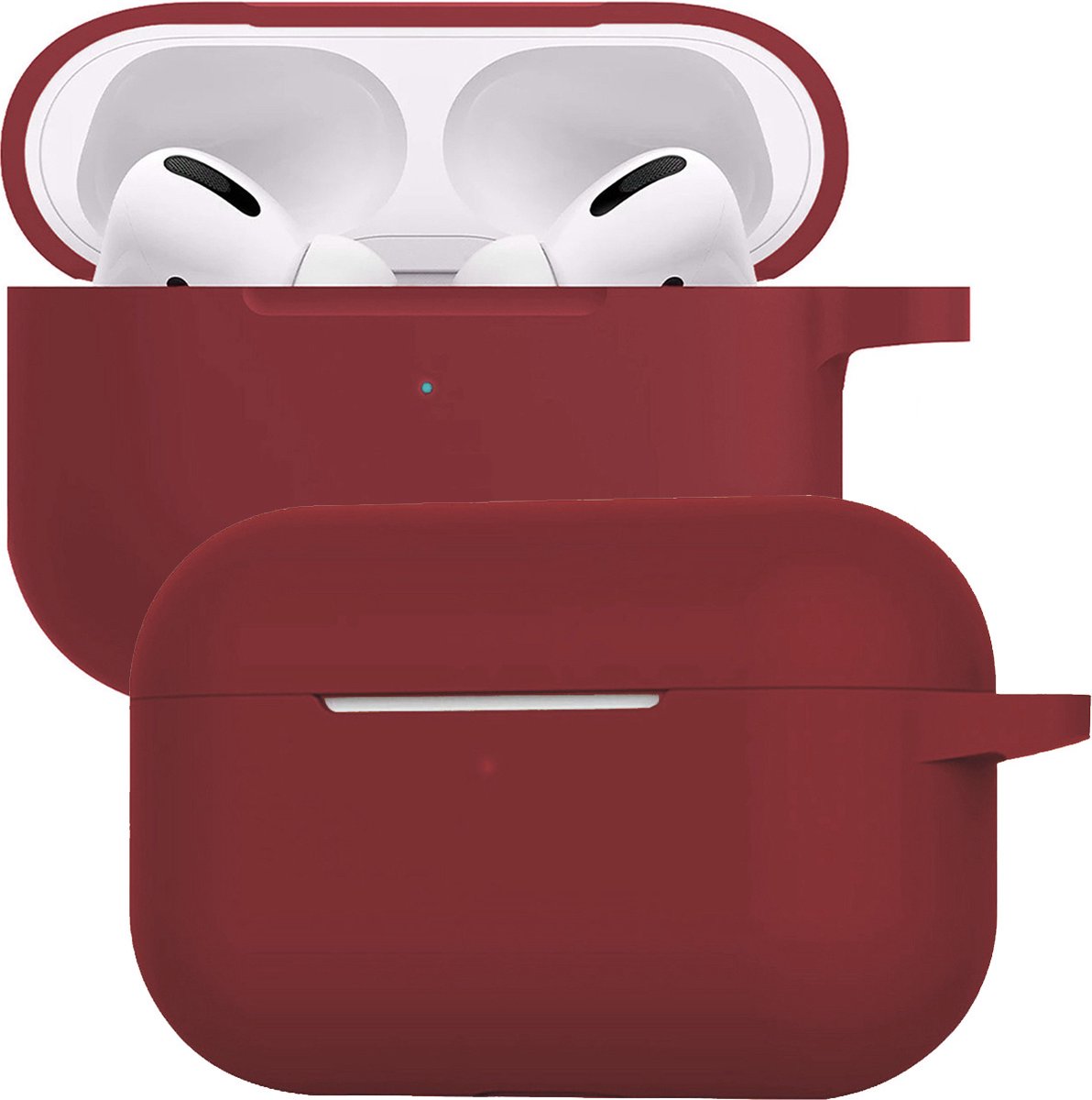 Case Geschikt voor AirPods Pro 2 Hoesje Siliconen Hoes Cover - Hoes Geschikt voor Apple AirPods Pro 2 Case Siliconen - Wijnrood