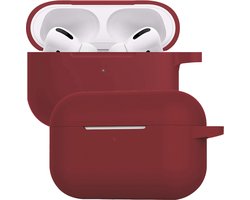 Case - Geschikt voor Apple AirPods Pro 2 - Siliconen Hoes met Clip - Silicone Hoesje Cover - Wijnrood