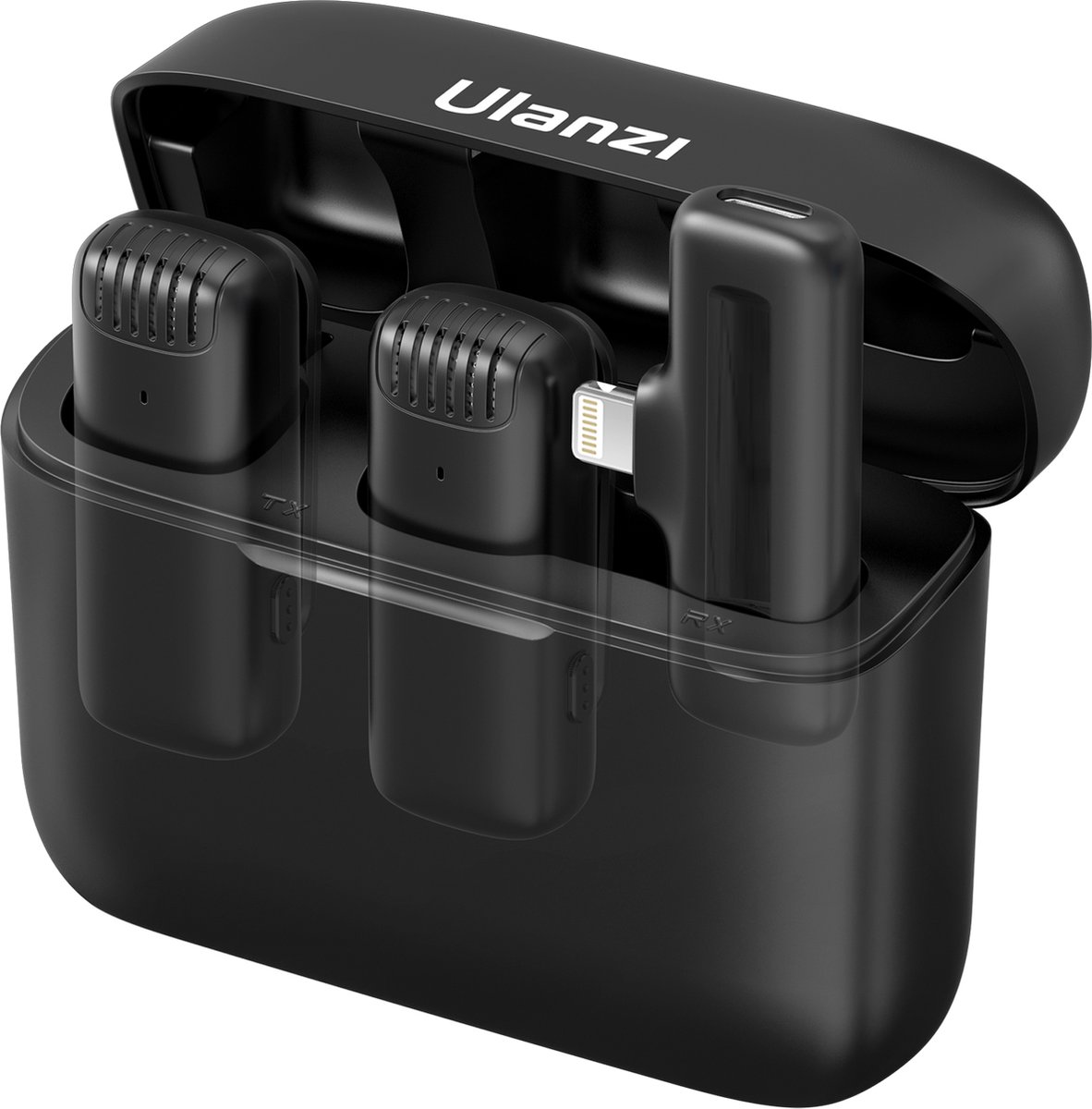 Ulanzi J12 Draadloze smartphone microfoon - Lightning voor iPhone en iPad - met oplaadbox