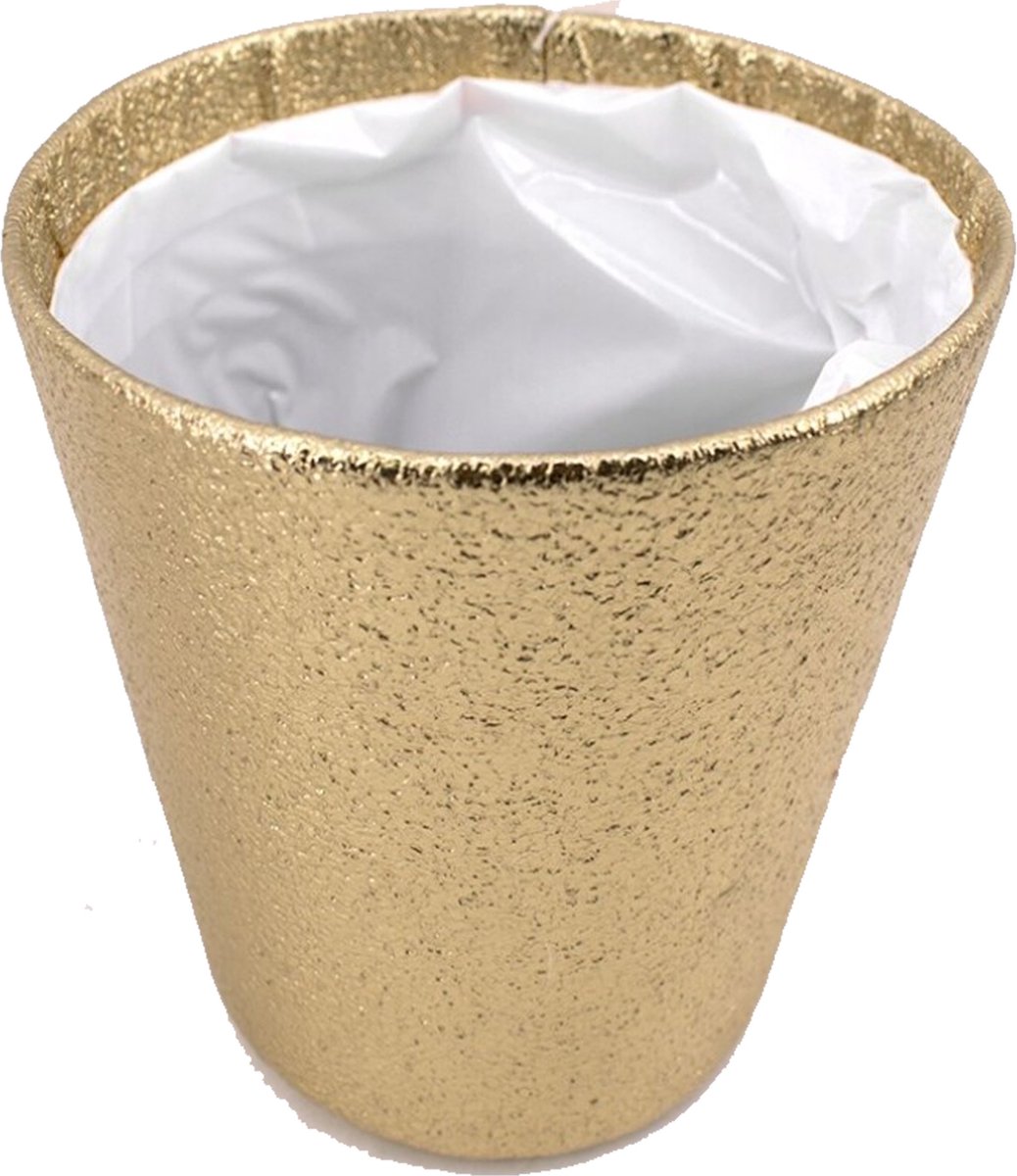 Gerimport Plantenmand - glitter goud - bloempot - 15 x 14 cm - Kerststukje