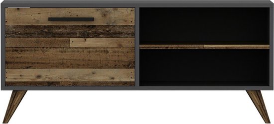 Meuble TV Ærøskøbing Avec Espace De Rangement 43 X 120 X 29 Cm Blanc Effet Bois En Casa