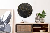 WallCircle - Stickers muraux - Cercle Papier Peint - Marbre - Texture - Grijs - Or - Aspect Marbre - Luxe - 80x80 cm - Cercle Mural - Auto Adhésif - Autocollant Rond Papier Peint