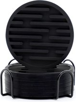 Hazlö Onderzetter set - coasters - silicone onderzetter - Drink onderzetters - onderzetters voor glazen - set van 6 - Zwart