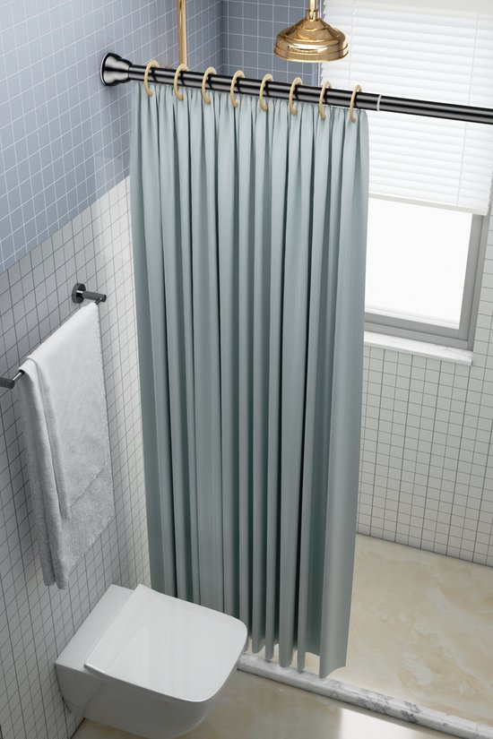 PLAY IT Tringle à Rideau Extensible - 67-115cm - Tringle à Rideau Autocollante - Rideaux - Zwart