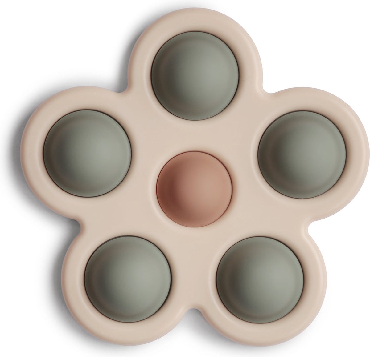 Mushie - Popi It Bloem - Sensorische Siliconen Speelgoed - Activiteiten speelgoed - Dried Thyme