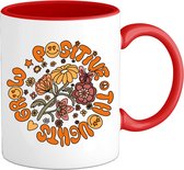 Flower Power - Grow Positive Thoughts - Vintage Aesthetic - Mok - Rood