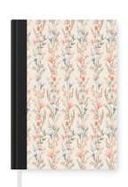 Notitieboek - Schrijfboek - Bloemen - Vintage - Patronen - Notitieboekje klein - A5 formaat - Schrijfblok