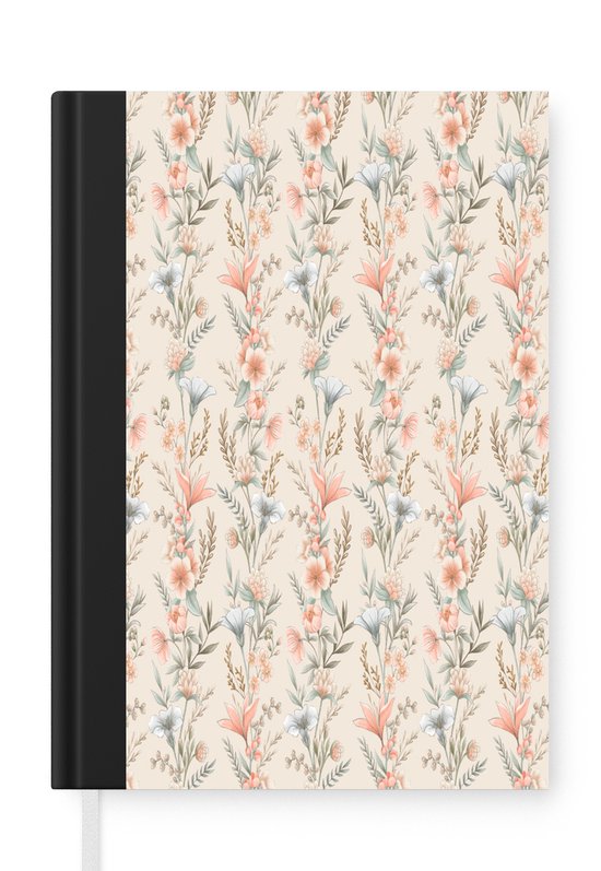 Carnet - Carnet d'écriture - Fleurs - Vintage - Motifs - Carnet - Format A5 - Bloc-notes