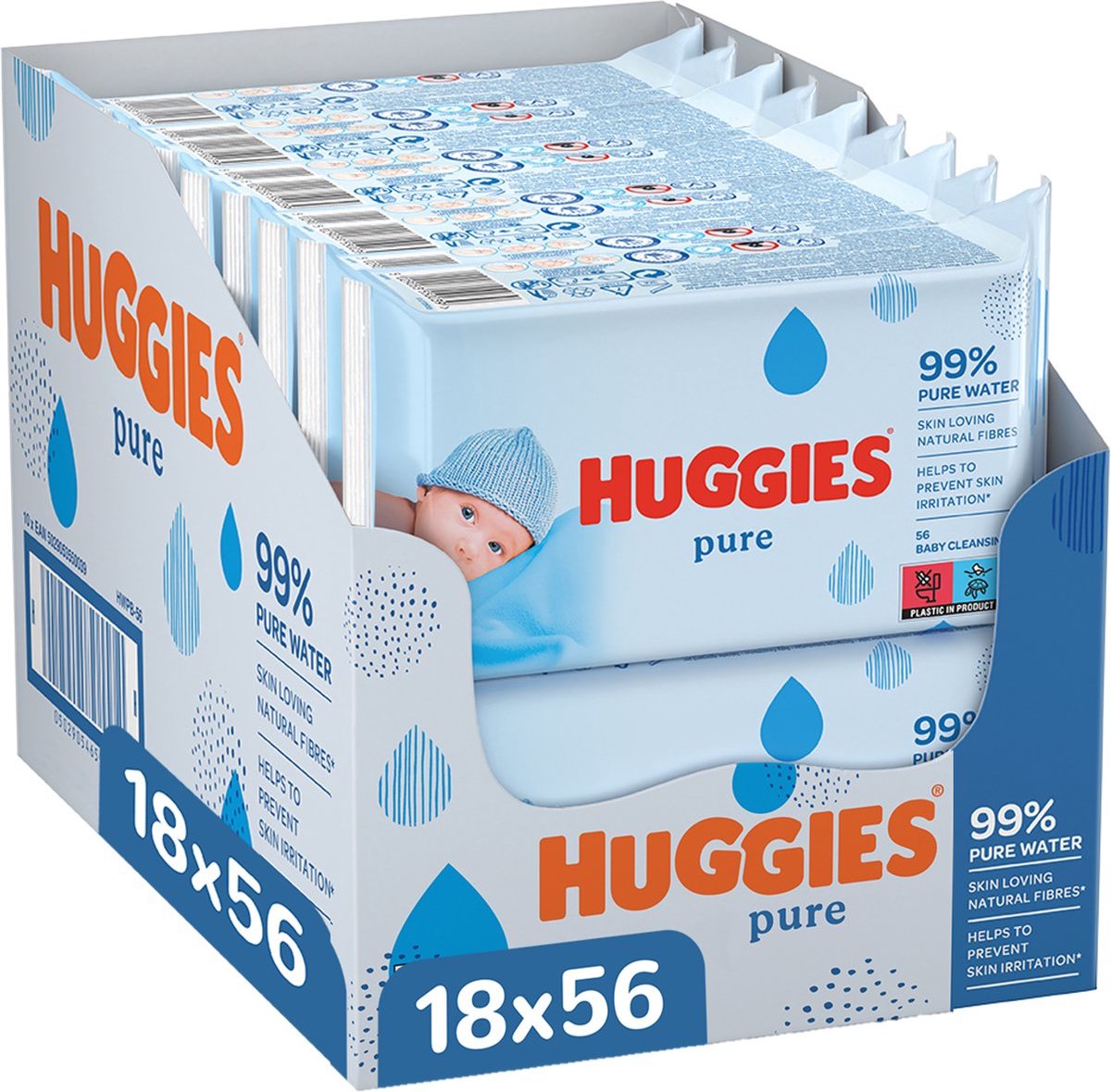 Huggies luiers maat 1 (84 luiers) + Huggies billendoekjes Pure (1008 doekjes)