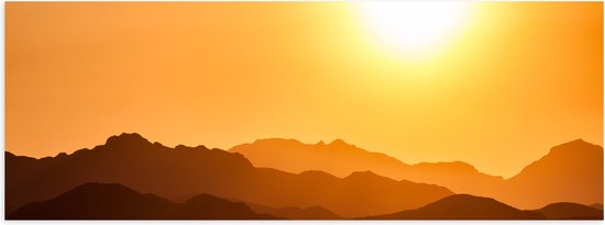WallClassics - Poster (Matte) - Bright Sunlight over Hills - 90x30 cm Photo sur Papier Poster avec un aspect Mat