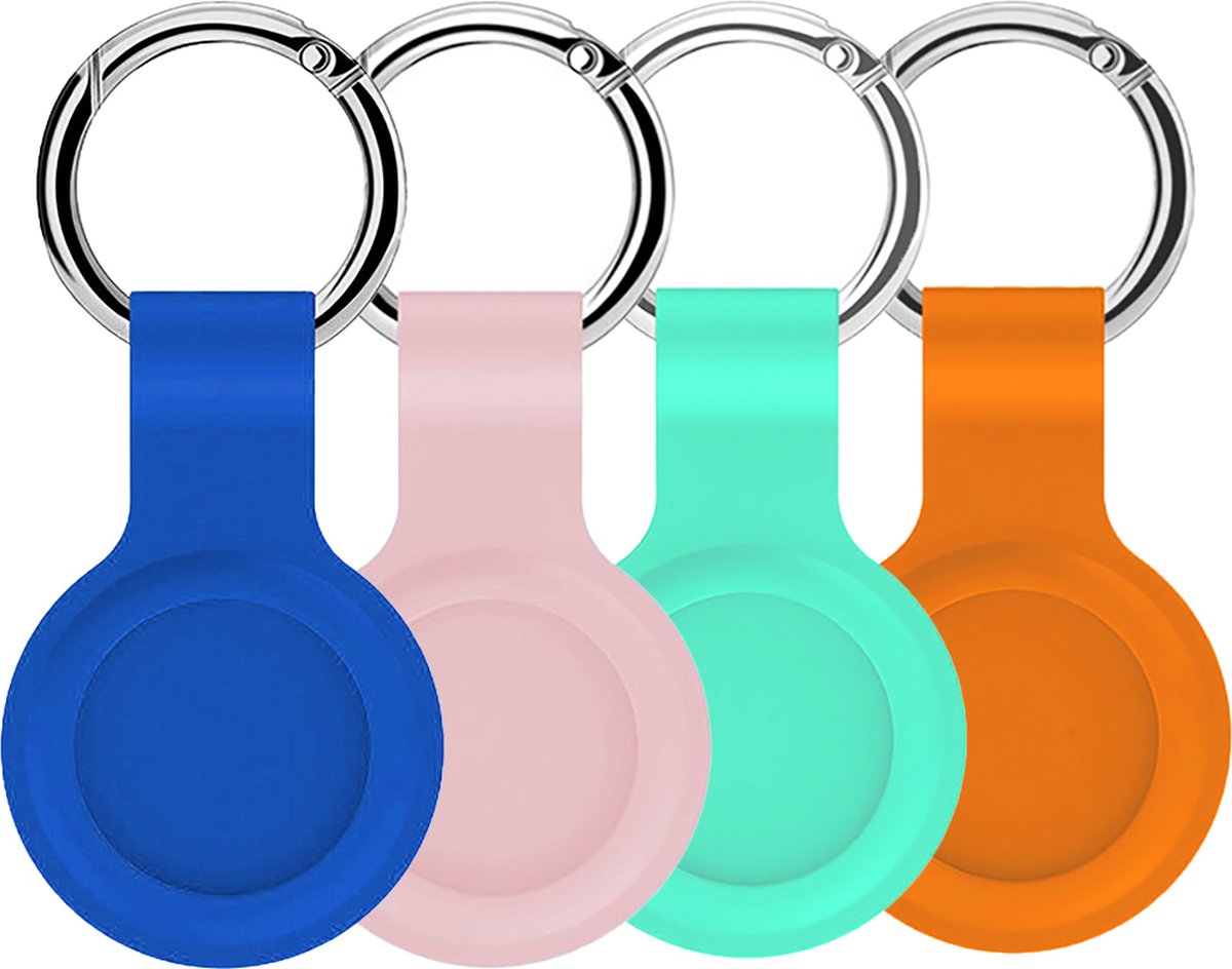 4 Portachiavi In Pelle Per AirTag - Custodia Anti-Smarrimento Con Moschettone
