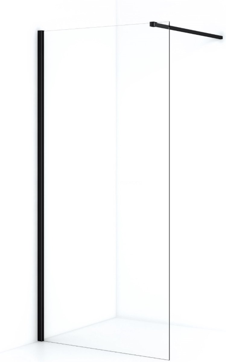 WOON-DISCOUNTER.NL - Inloopdouche Roka 100 x 200 cm - Mat zwart profiel - Nano coating - Easy Clean - Douchewand - 103100Z