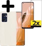 Hoesje Geschikt voor OPPO Find X5 Lite Hoesje Siliconen Case Met 2x Screenprotector - Hoes Geschikt voor OPPO X5 Lite Hoes Siliconen - Wit