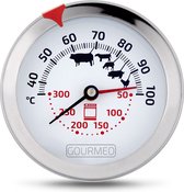 Thermomètre à viande GOURMEO® 2 en 1 (température de la viande et du four) en acier inoxydable avec indicateur de point de cuisson, thermomètre à rôtir, thermomètre à gril, thermomètre à four
