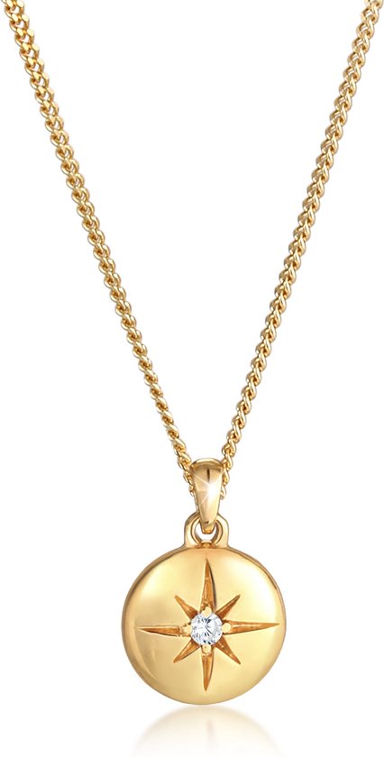 Collier Femme Elli Pendentif plaque femme étoile avec cristaux de zircone en argent sterling 925 plaqué or