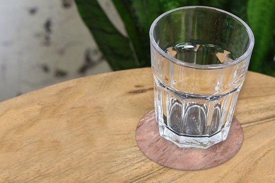 Sous- Sous-verres pour verres - Ronds - Imprimé marbré - Rosé - Or - 10x10 cm - Sous-verres - 6 pièces