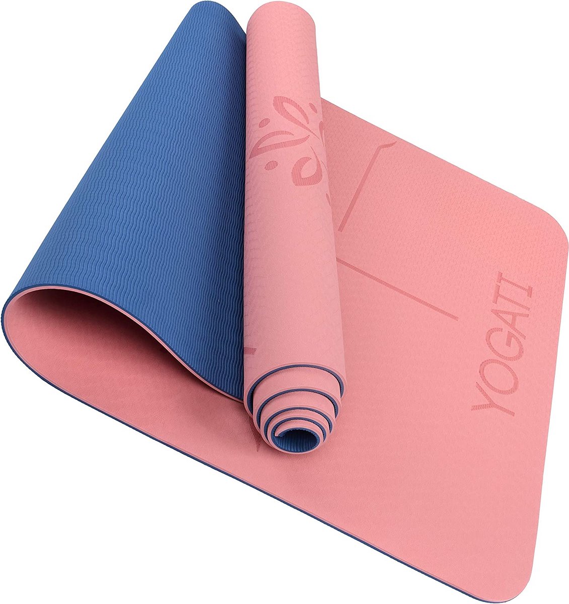 YOGATI – milieuvriendelijke yogamat - TPE, non-slip en dikke yogamat. Yoga Matten met Body Alignment Lines. Perfect Pilates Mat voor workout oefening, Gym en Fitness.