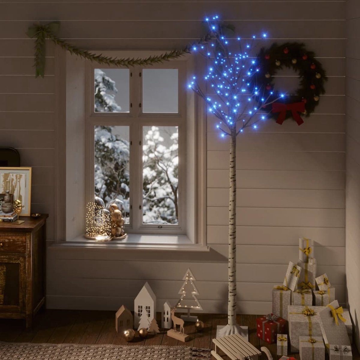 Prolenta Premium - Kerstboom wilg met 200 LED's binnen en buiten 2,2 m blauw