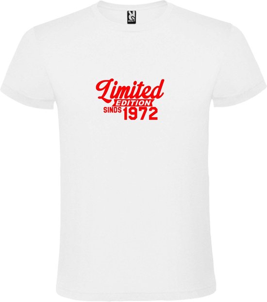 Wit T-Shirt met “ Limited edition sinds 1972 “ Afbeelding Rood Size XL