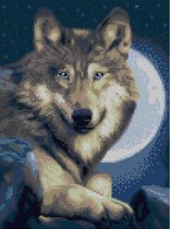 Diamond Painting Wolf bij Maanlicht 30 x 40 cm