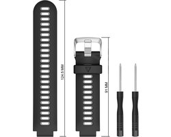Siliconen bandje - geschikt voor Garmin Forerunner 220 / 230 / 235 / 620 / 630 / 735XT / Approach S20 / S5 / S6 - zwart-grijs